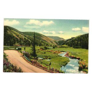 Vintage Red River Valley New Mexico Postcard Genuine Curteich Landscape Art